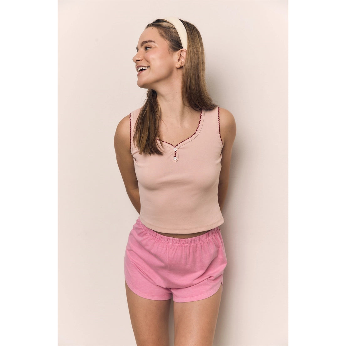 The Blank Lab - Contrast Whipstitch Baby Tank | Sage