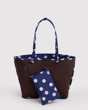 Baggu - Large Nylon Reversible Tote | Navy Polka Dot Mix