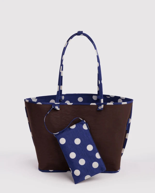 Baggu - Large Nylon Reversible Tote | Navy Polka Dot Mix