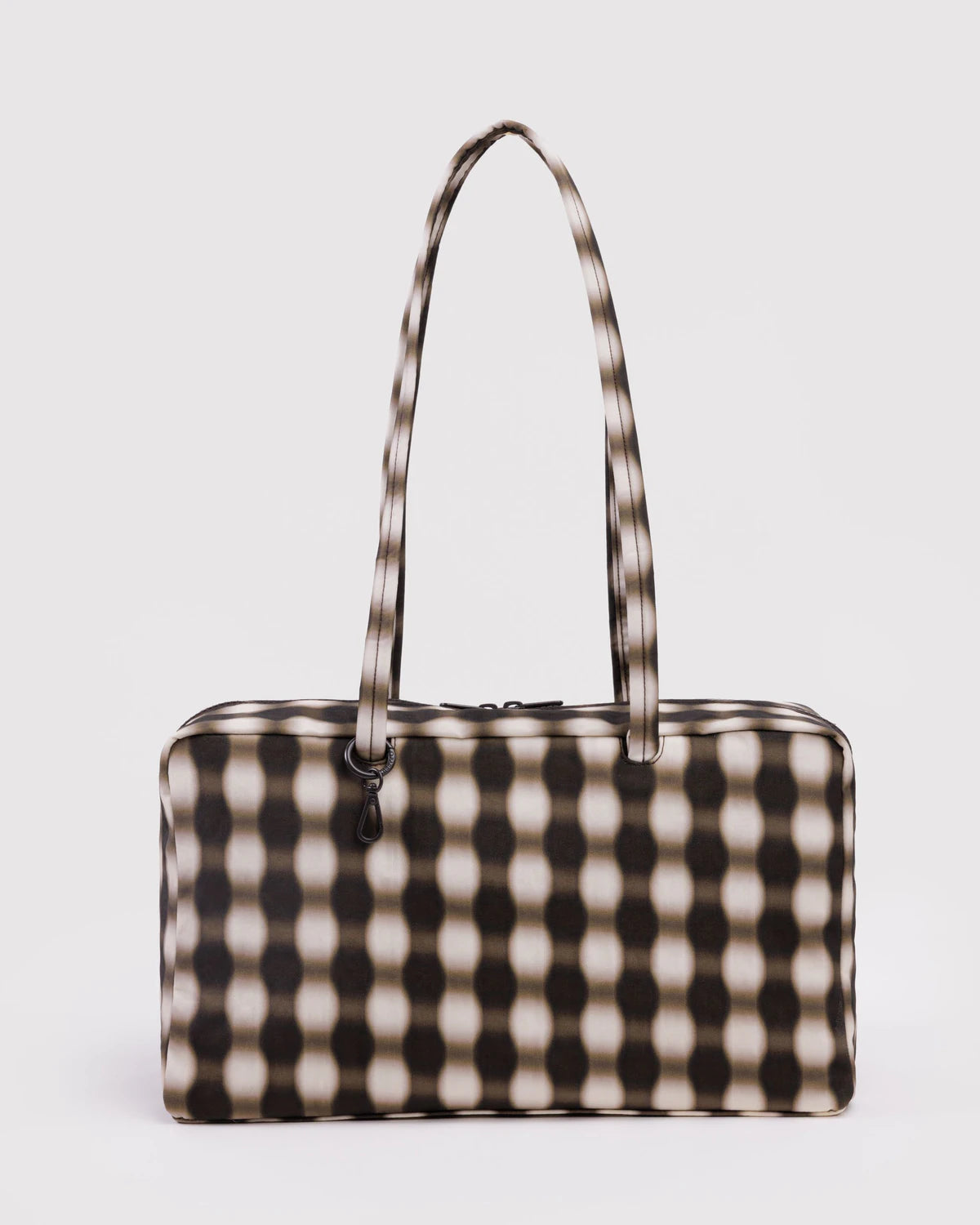 Baggu - Medium Nylon Bowler Bag | Blurred Gingham Brown