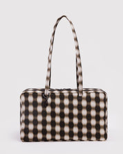 Baggu - Medium Nylon Bowler Bag | Blurred Gingham Brown