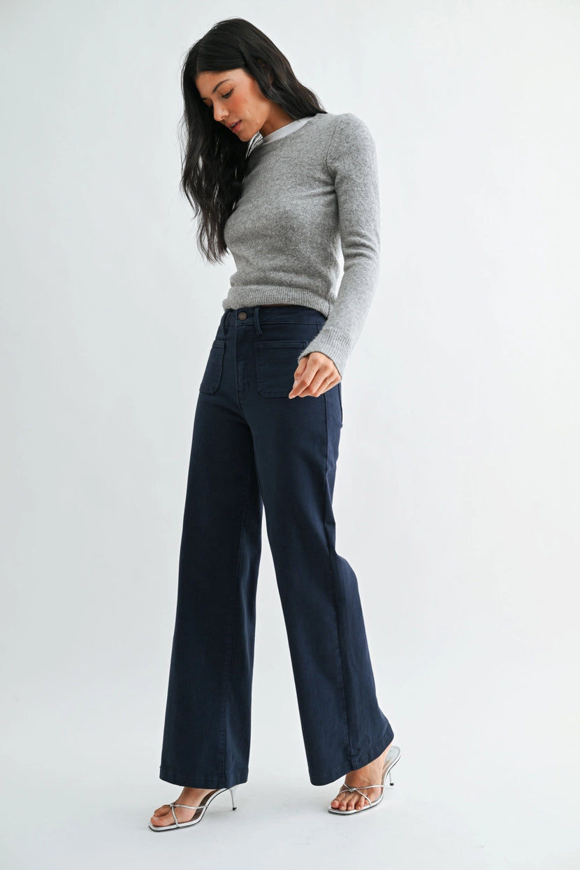 Just Black Denim - Mini Patch Pocket Wide Leg | Navy