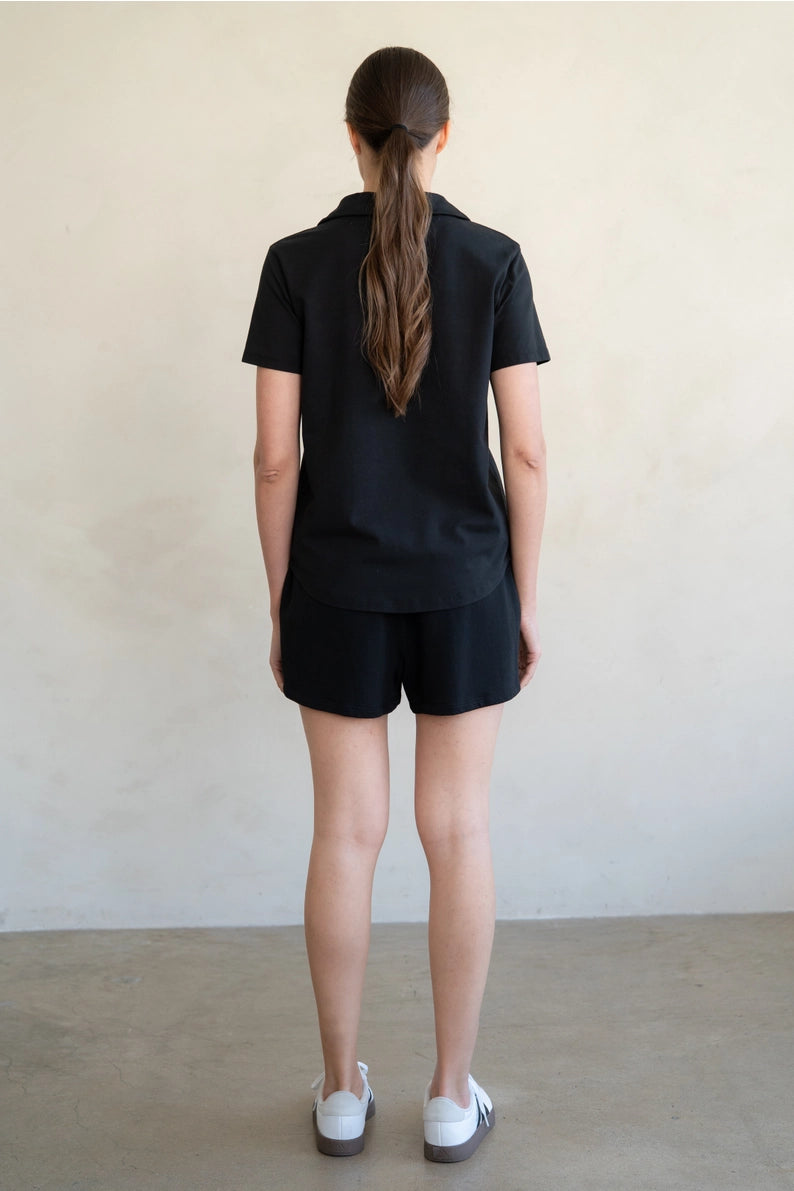 ELLE GREY - French Terry Cotton Drawstring Shorts | White