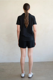 ELLE GREY - French Terry Cotton Drawstring Shorts | White