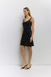 Mod Ref - The Kelly Dress | Black-White Dot