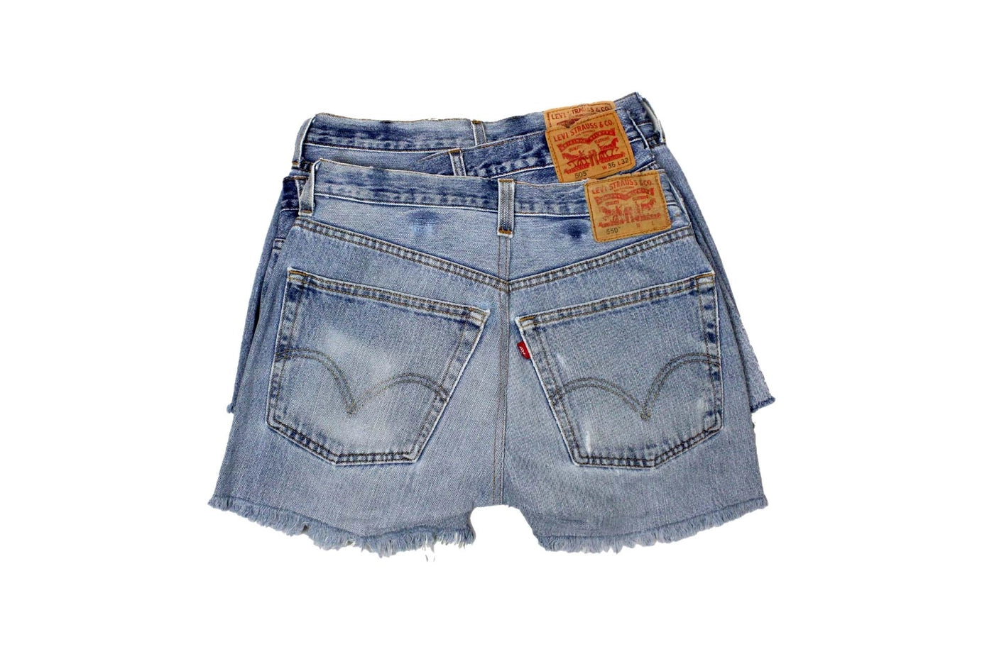 Sun's Out - Mid-Rise Upcycled Denim Straight-Cut Shorts