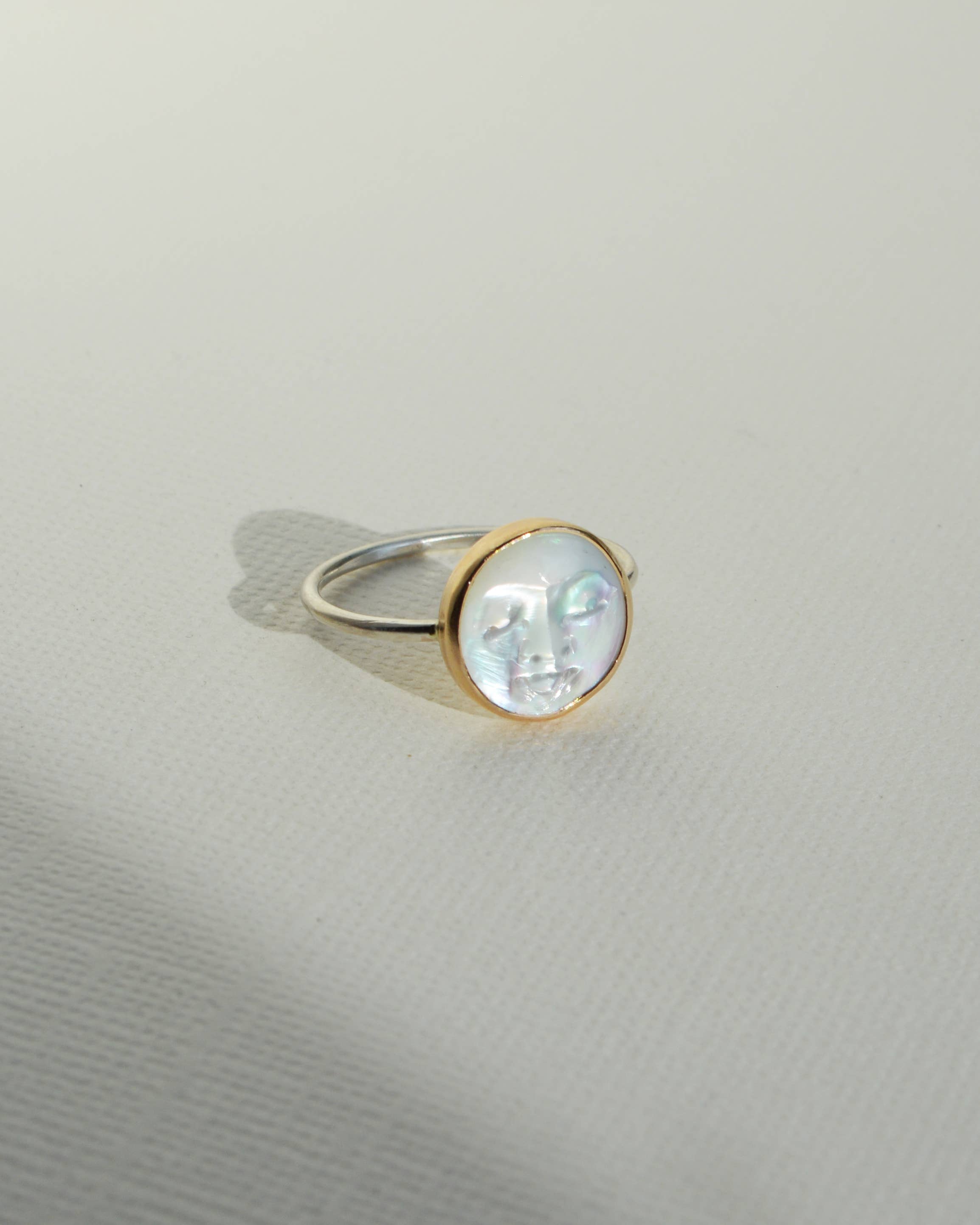 Gem & Blue - Pearl Moon Ring | Size 8