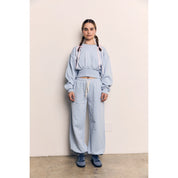 Blank Lab - Organic Cotton Terry Cropped Balloon Sweatshirt | Pale Blue