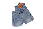 Sun's Out - Mid-Rise Upcycled Denim Straight-Cut Shorts