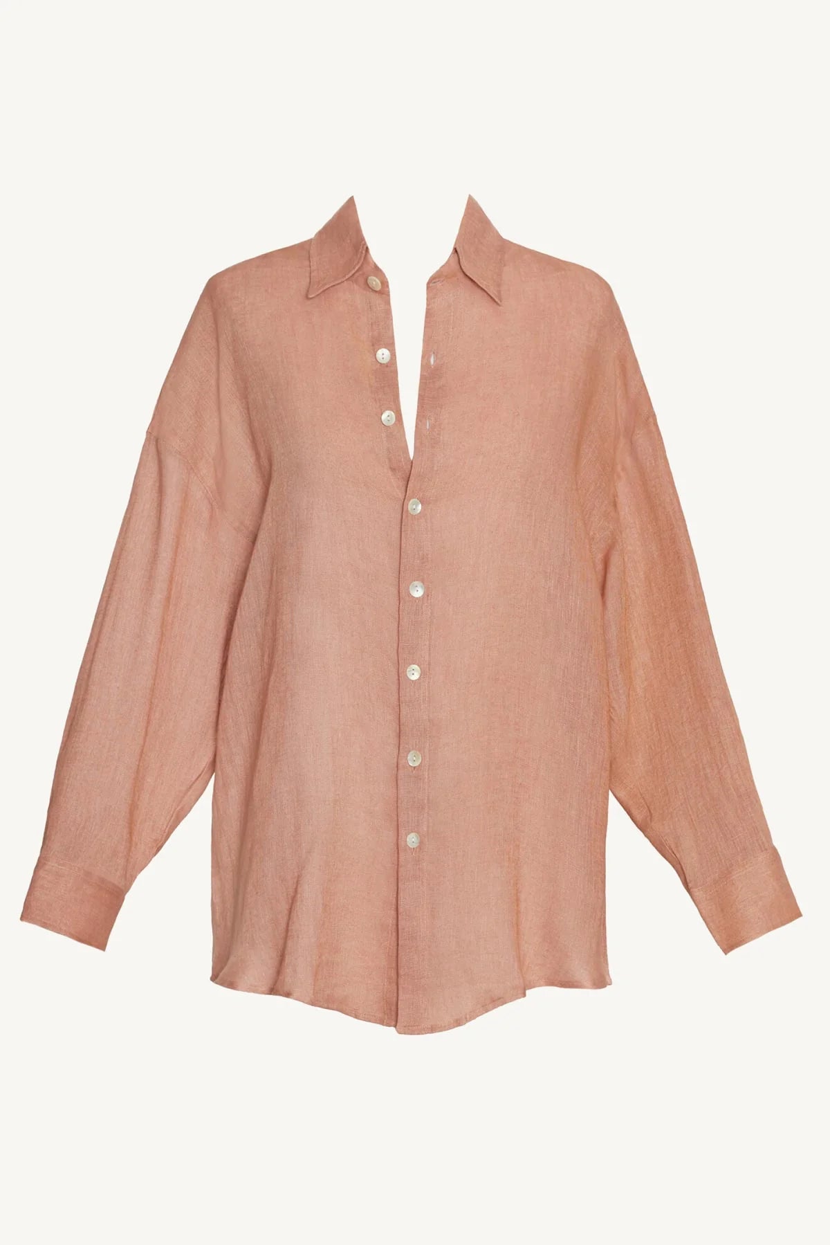 Vitamin A Peach Linen Playa Linen Boyfriend Shirt (M)
