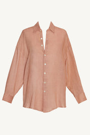 Vitamin A Peach Linen Playa Linen Boyfriend Shirt (M)