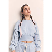 Blank Lab - Organic Cotton Terry Cropped Balloon Sweatshirt | Pale Blue