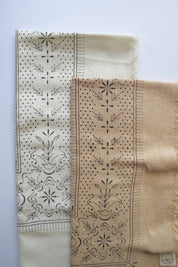 Eco Raw Studio - Classic Print Naturally Dyed Bandana | Cream with Black Ink