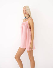 LOCOLINEN - Linen Mini Dress | Coral Pink