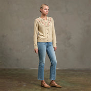 RAISONNEL - Embroidered Bead Detail Knit Cardigan | Beige