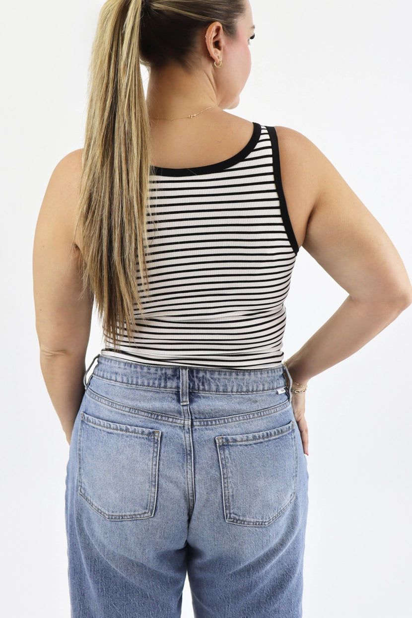 Alexander Jane - The Micro Ribbed Tank | White Striped
