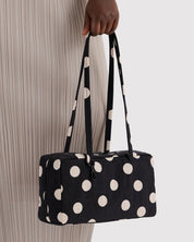 Baggu - Nylon Bowler Bag | Black And Cream Polka Dot