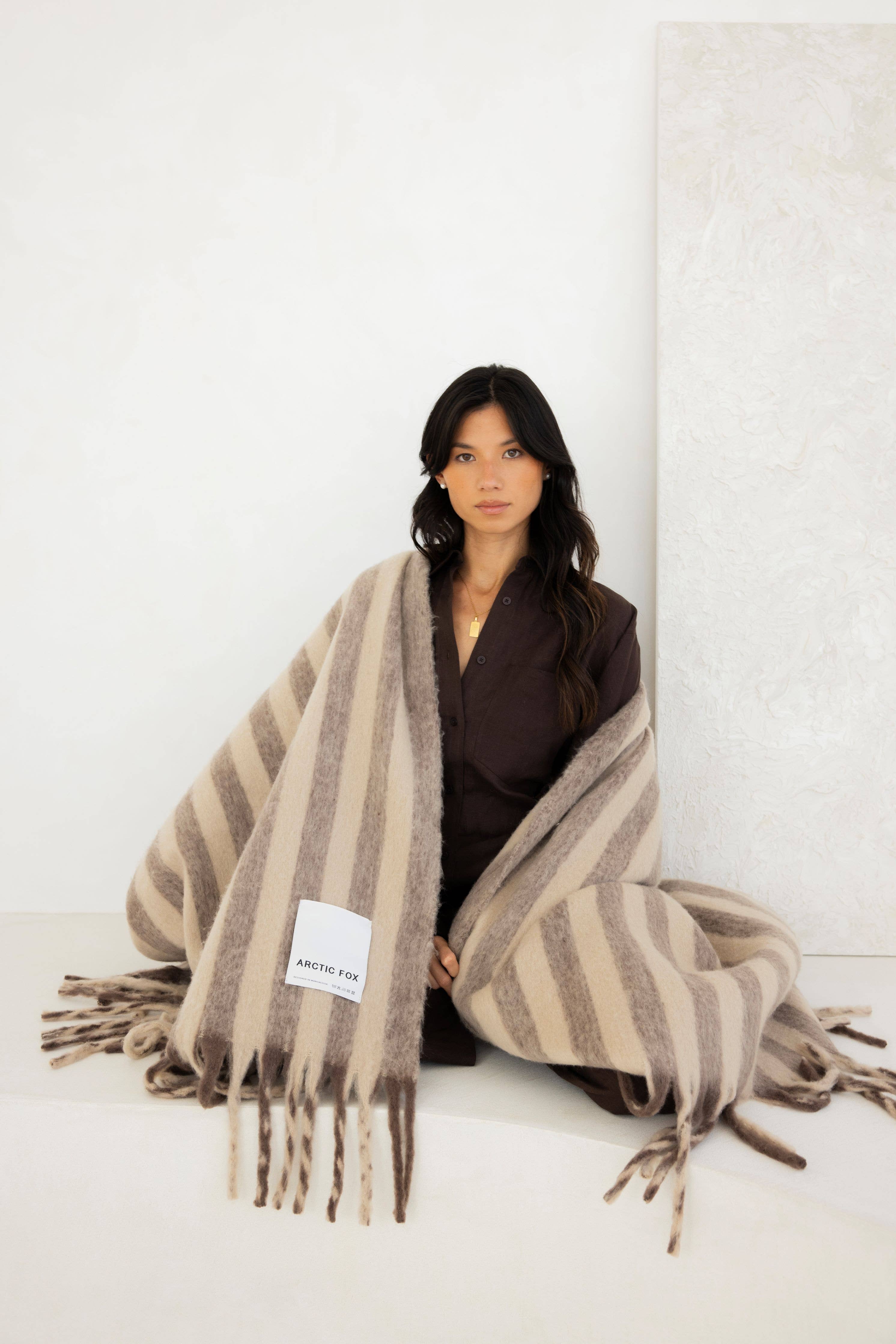 Arctic Fox & Co. - The Wool Stripe Throw | Burnt Umber Stripe