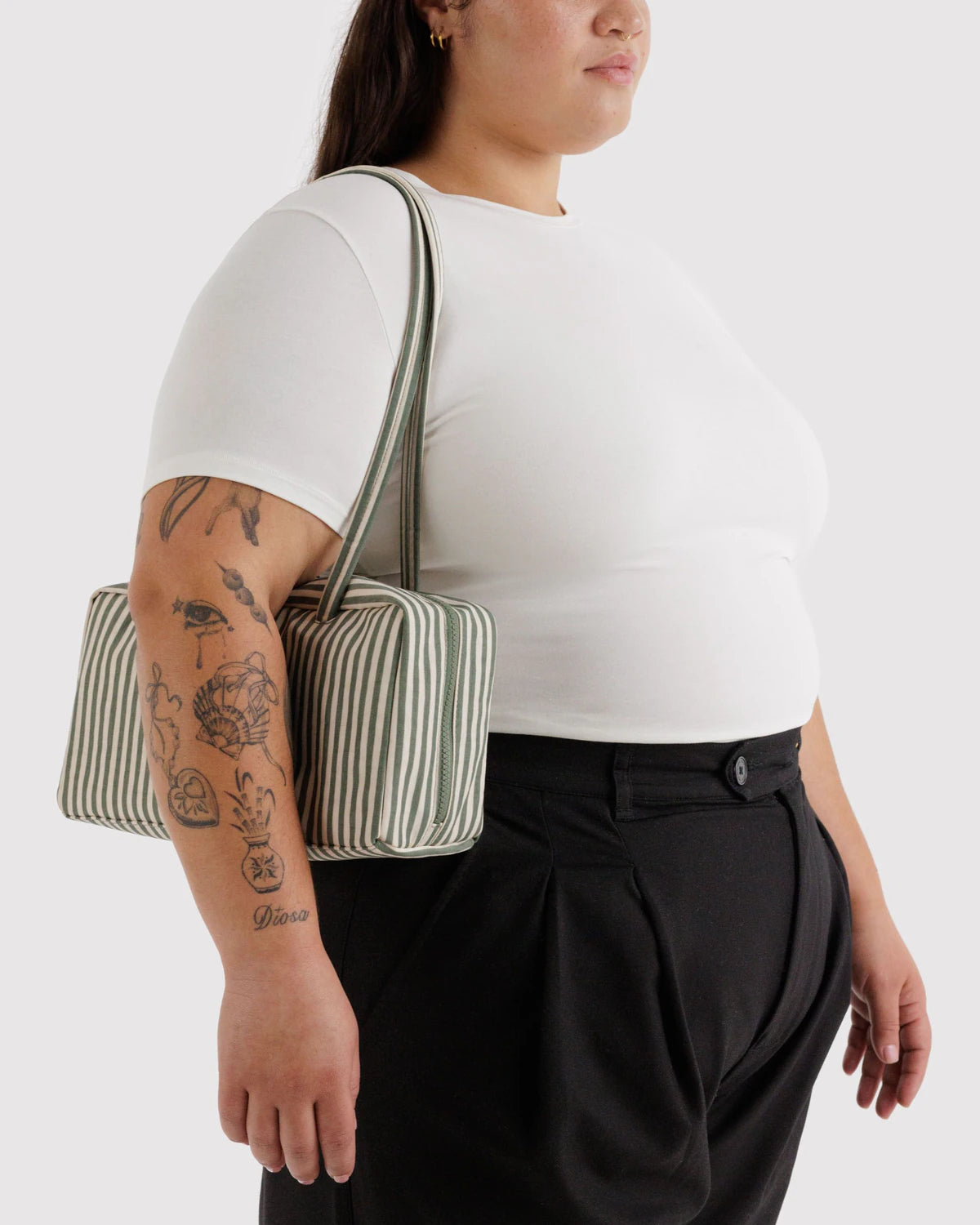 Baggu - Nylon Bowler Bag | Sage Stripe