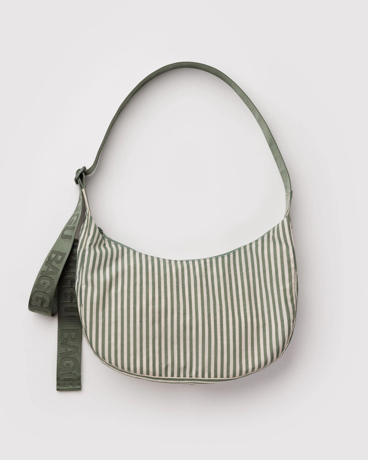 Baggu - Medium Nylon Crescent Bag | Sage Stripe