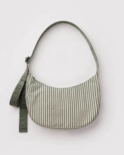 Baggu - Medium Nylon Crescent Bag | Sage Stripe