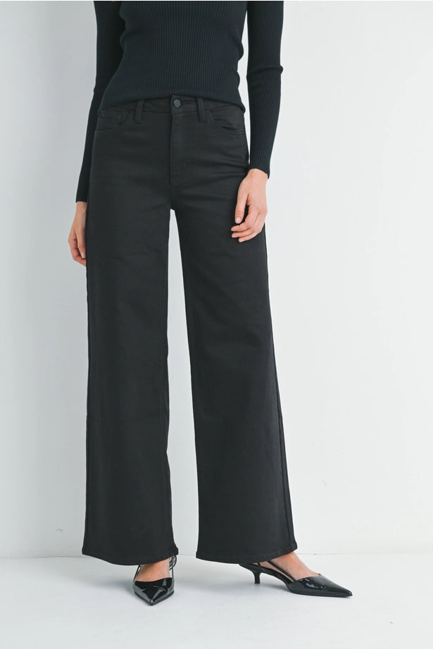 Just Black Denim - High Rise Palazzo Wide Leg | Black