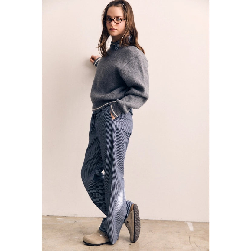 Blank Lab - Contrast Color Sweather Top | Heather Grey/White