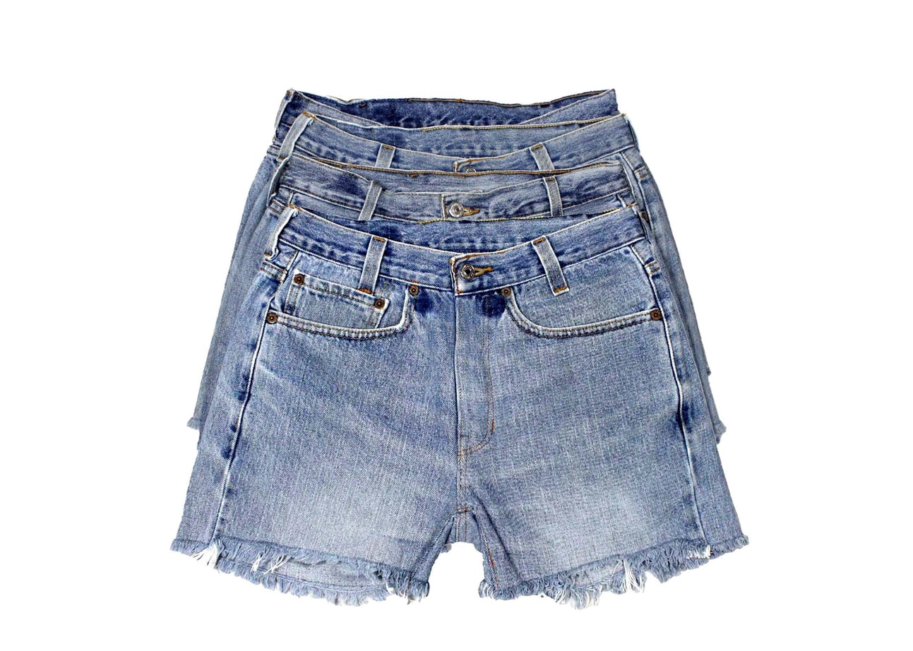 Sun's Out - Mid-Rise Upcycled Denim Straight-Cut Shorts