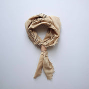 Eco Raw Studio - Botanical Print Naturally Raw Silk Bandana | Oatmeal with Black Ink