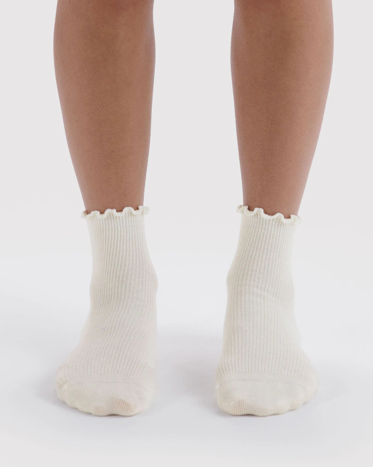 Baggu - Lettuce Edge Sock Set of 2 | White