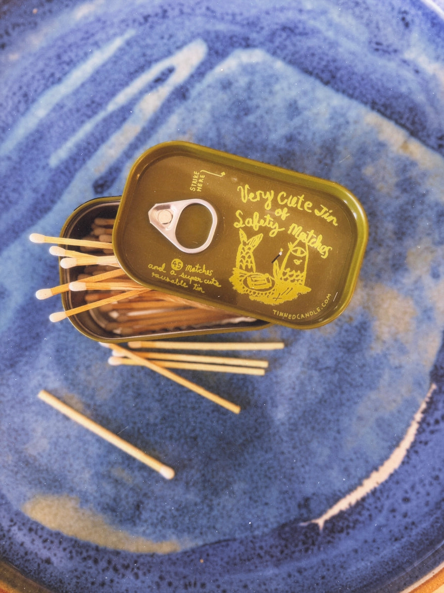 Tinned Fish Candle - Very Cute Tin of Safety Matches | Green