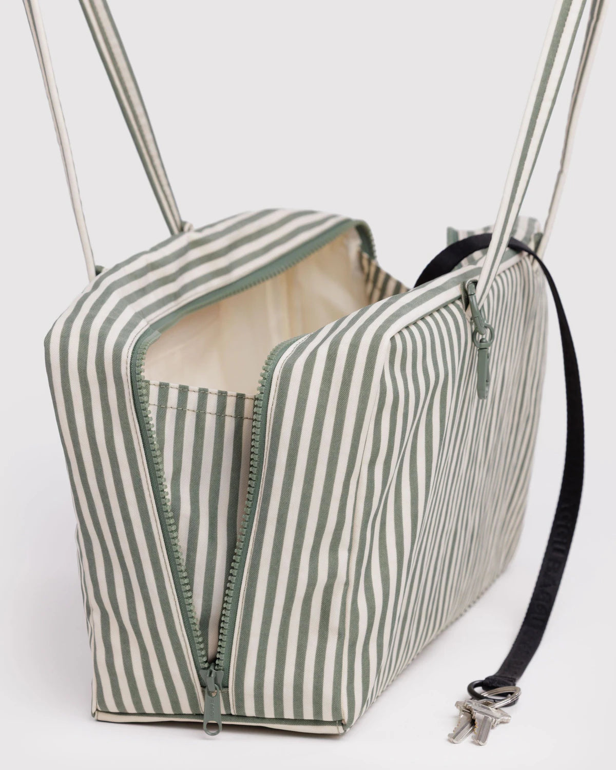 Baggu - Medium Nylon Bowler Bag | Sage Stripe