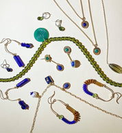 Michelle Starbuck Designs - Malachite + Lapis Vintage Starburst Drop Earrings