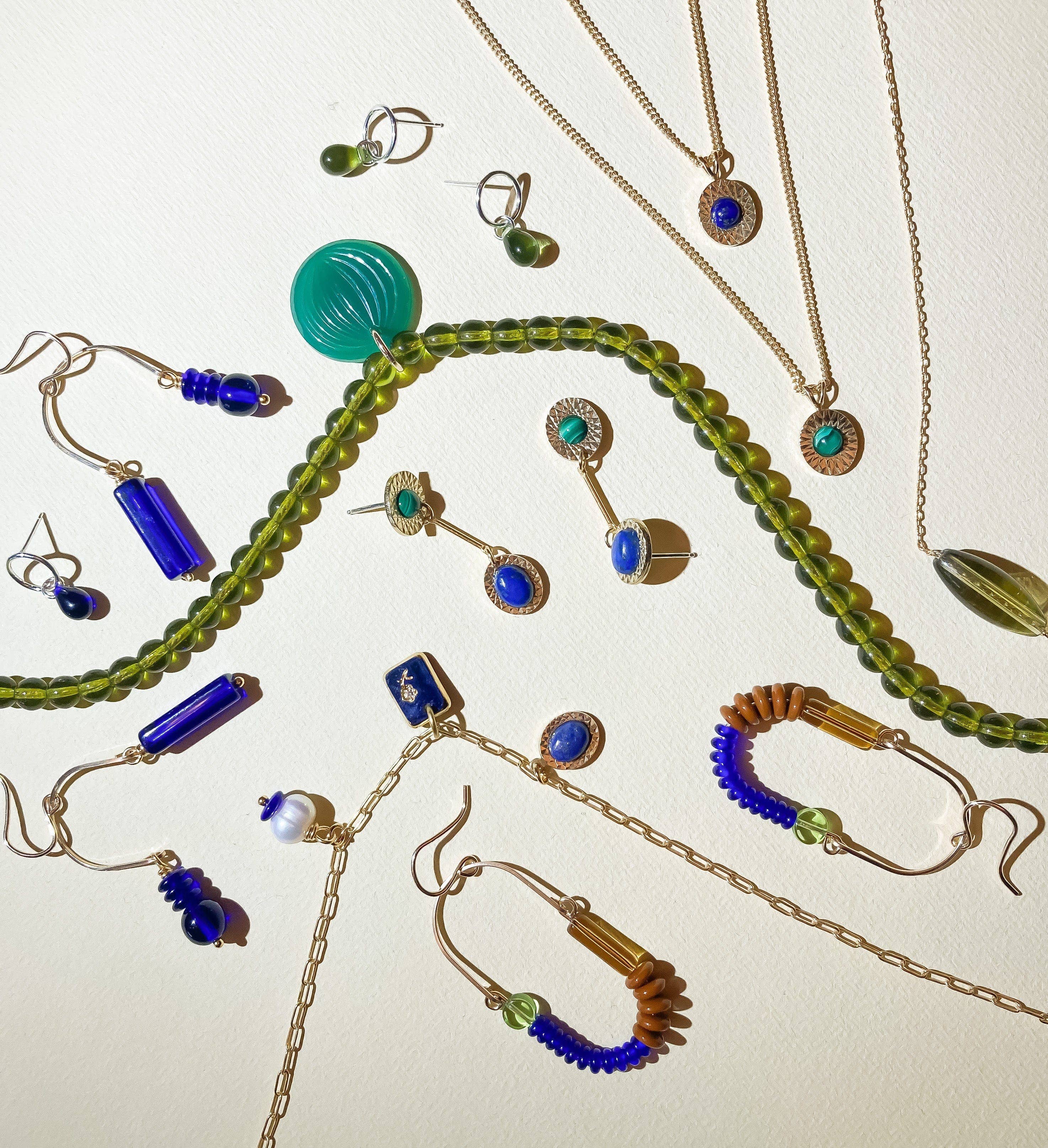 Michelle Starbuck Designs - Malachite + Lapis Vintage Starburst Drop Earrings