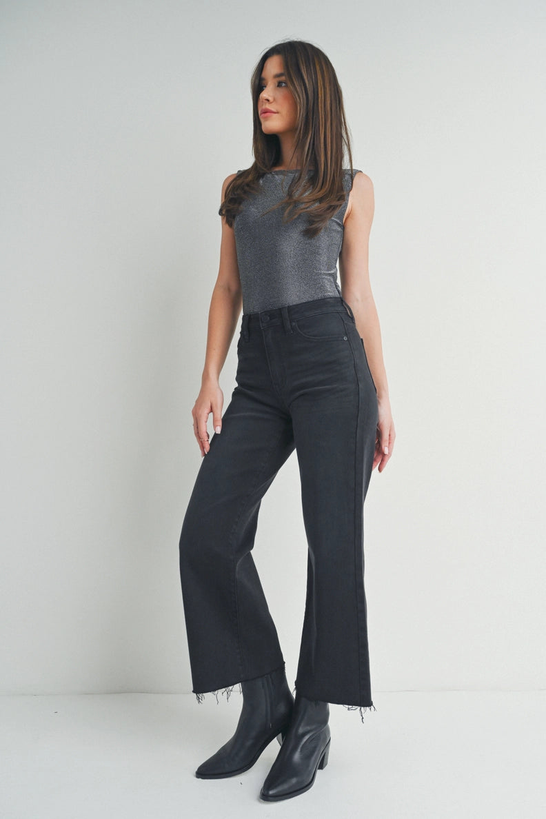 Just Black Denim - The Slim Wide-Leg Crop | Washed Black
