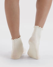 Baggu - Lettuce Edge Sock Set of 2 | White