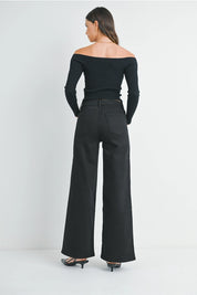 Just Black Denim - High Rise Palazzo Wide Leg | Black