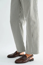 Just Black Denim - Barrel Jean with Seams | Olive Stripe