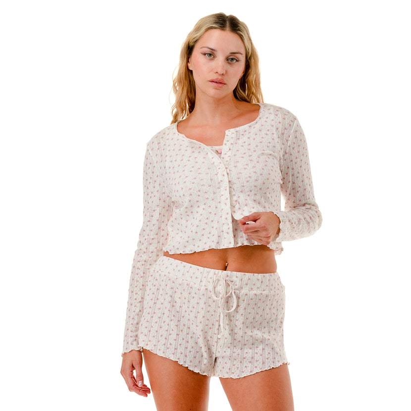 Cardigan Loungewear Set | Pink Floral