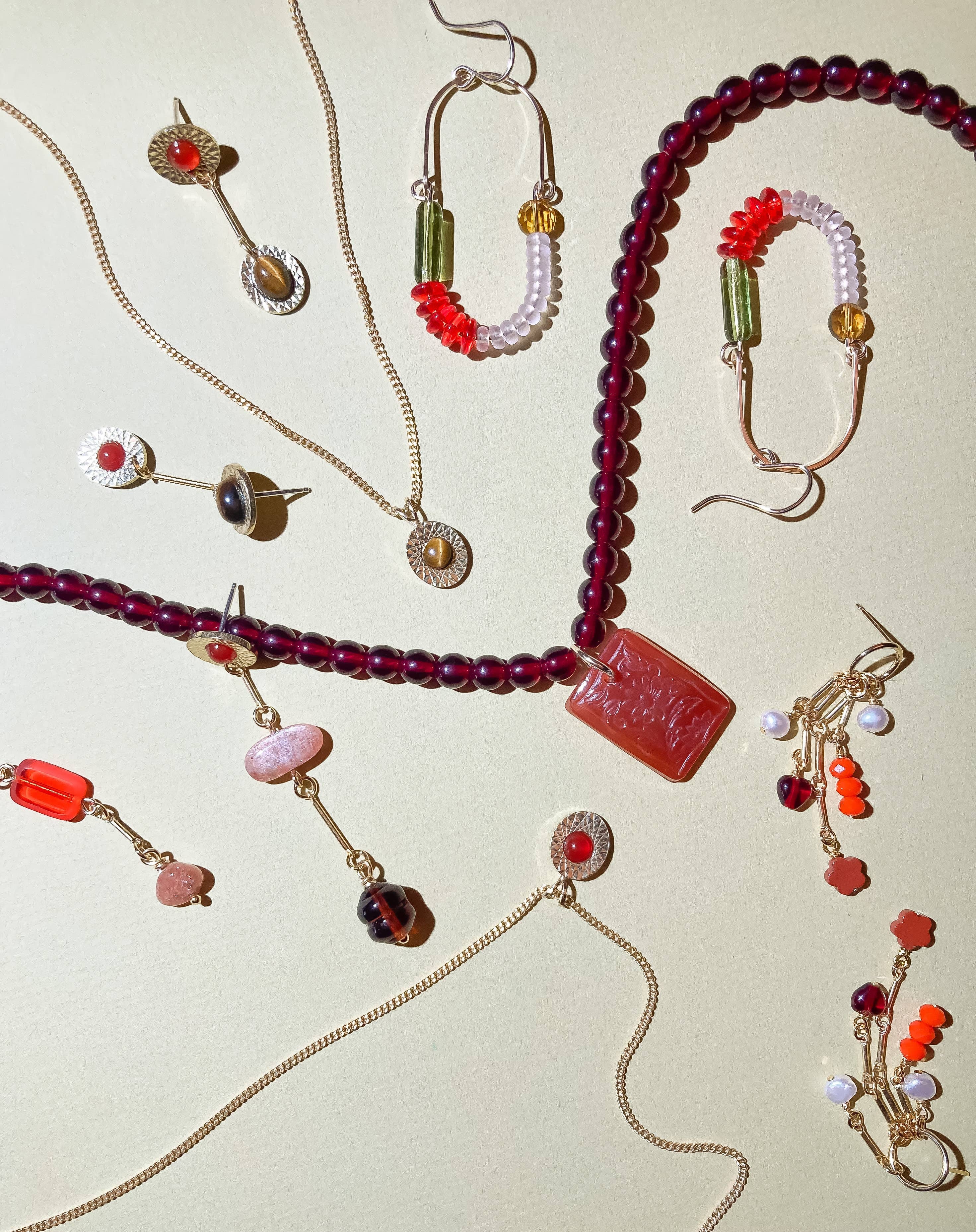 Michelle Starbuck Designs - Hyacinth, Rose, Olive, and Topaz Balance Earrings: Brass