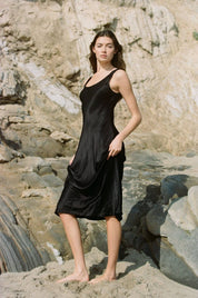 a.ren - Sienna Satin Maxi Dress | Black
