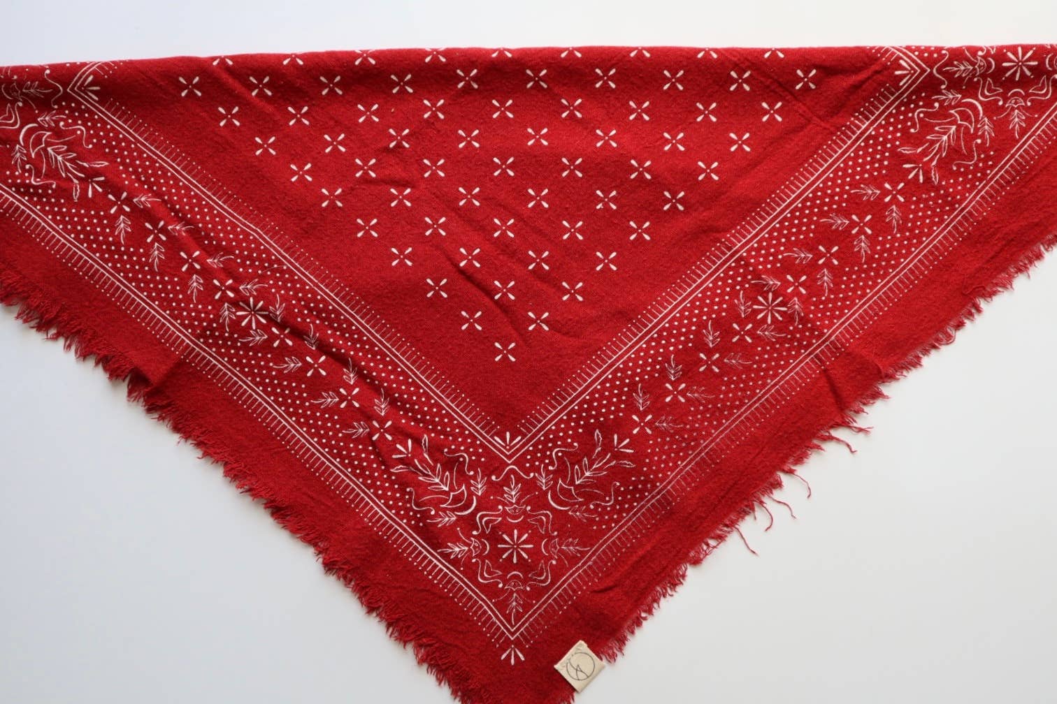 Eco Raw Studio - Classic Print Naturally Dyed Bandana | Poppy Red with White Ink