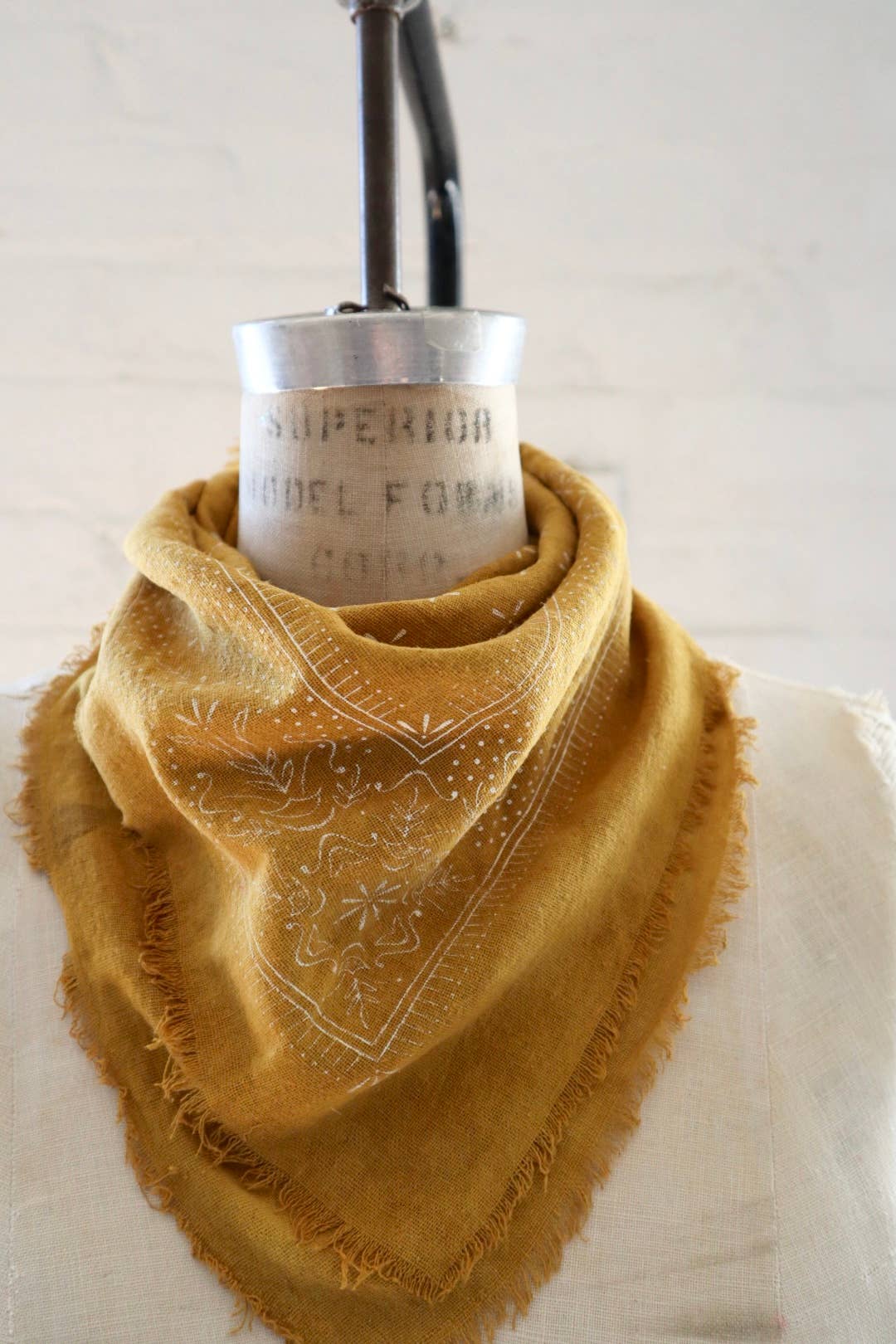 Eco Raw Studio - Classic Print Naturally Dyed Bandana | Desert Gold with White Ink