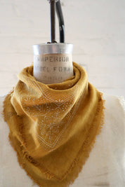 Eco Raw Studio - Classic Print Naturally Dyed Bandana | Desert Gold with White Ink