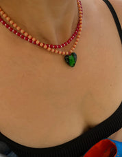 CÉLAÉL - Red Coated Glass Bead Necklace