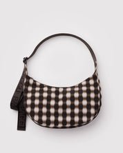 Baggu - Medium Nylon Crescent Bag | Blurred Gingham Brown