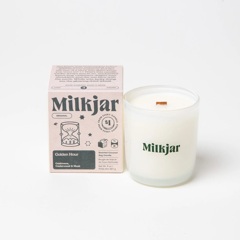 Milk Jar Candle Co. - Golden Hour Coconut Soy Candle | Cashmere & Cedarwood