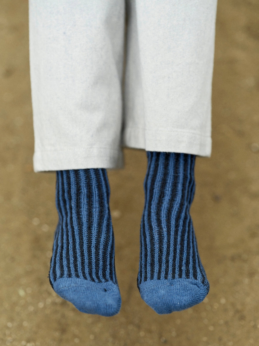 Mollusk - Two Tone Rib Sock | Black/Blue