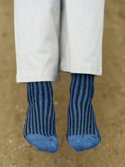 Mollusk - Two Tone Rib Sock | Black/Blue