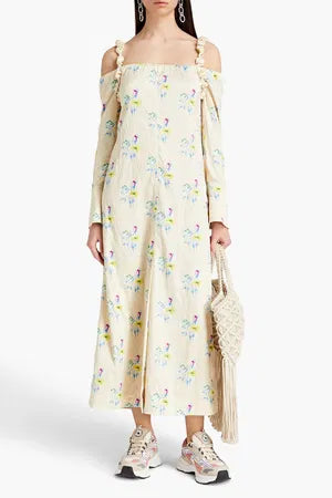 Ganni Cold Shoulder Maxi Dress (L/44)